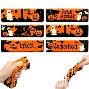 2 Pcs Halloween Butter Squishy Realistic Butter Stick Slow Rising Squeeze Toys, Pumpkin & Ghost Fidget Toys, Sensory Stress Relief Squishies, Halloween Party Favor for Kids & Adults