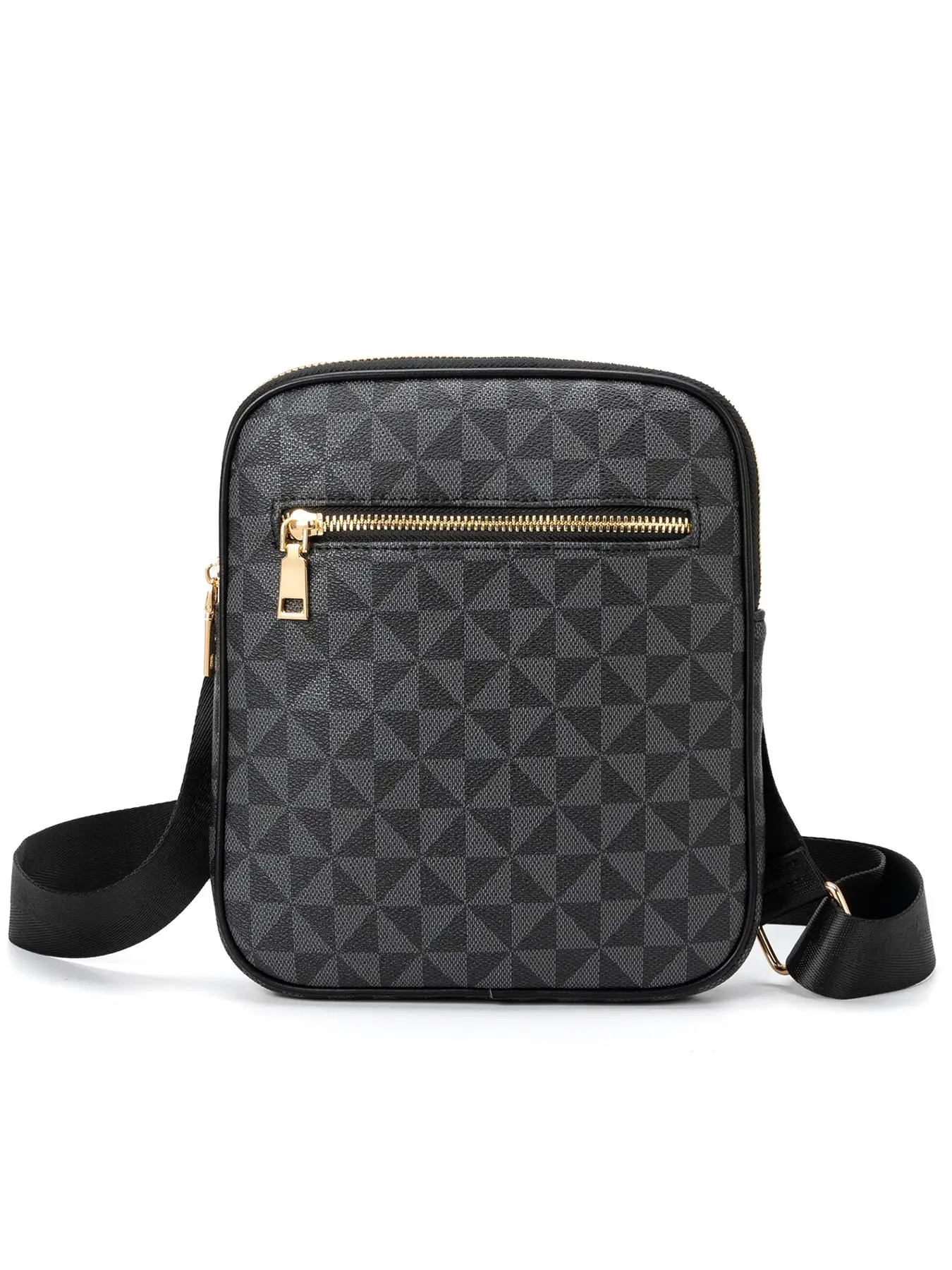 Summer Presbyopia Old Money Style Casual All Over Print Zipper Crossbody Bag, Minimalist Business Fashion Shoulder Bag, Men's Work Bag for Daily Use A