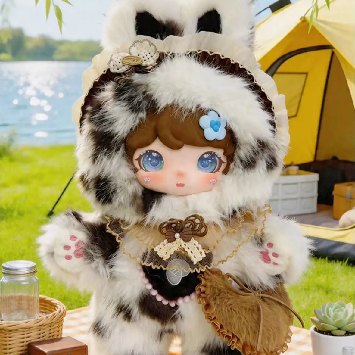 Luoxier Stuffed Rabbit Doll - 600% Size, 6+2 Hidden Design, Picnic-Themed Stuffed Toy for Kids