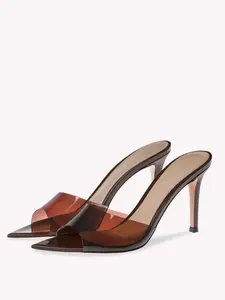 Fashionable Transparent Stiletto Sandals, Elegant Pointed Toe High Heel Sandals for Women, Summer Barefoot Shoes for Party, Daily Clothing Decor, Elegant Heeled Sandals