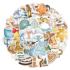 50pcs Nordic Style White Christmas Graffiti Series Stickers, Suitable for Faith-based Designs Such As Scrapbooks, Diaries, Laptops, Water Bottles, Cars, Etc., with Positive Messages As Gifts, Automobile Decals
