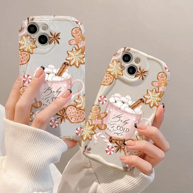 TPU Christmas Gingerbread Smartphone Cover - Warm Winter Accessory, Shockproof Protection, Camera-Safe, Fits iPhone 17 Pro,16 Pro Max,16E,15,14,13,12,11,XS,XR,8 Plus,7 Plus & Multi-Model Cellphone Cases