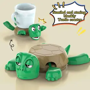 The Funniest Gift for Turtle Lovers! 3D Printed Turtle Coaster – Opens Eyes When Glass Is Placed, Hilarious Interactive Cup Holder, Must-Have Kitchen Gag Gift