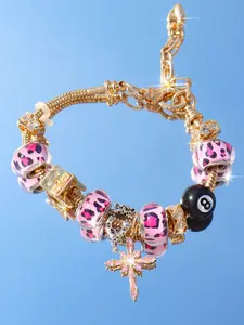 Leopard Print Cross Charm Bracelet, Fashionable DIY Cross Bracelet, Leopard Print Bracelet, Style Cross Bracelet