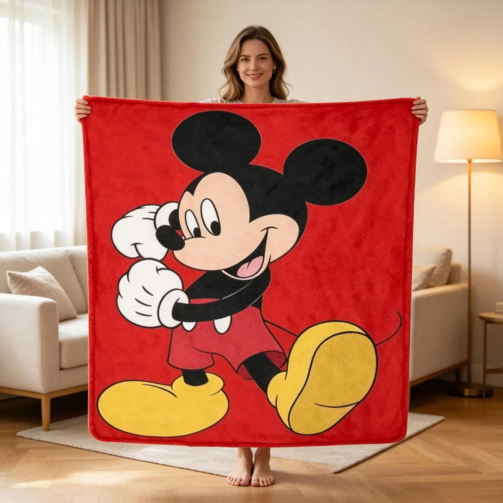 Disney Classic [2026 New] Mickey Mouse Red Throw Blanket Classic Cartoon Graphic Fleece Soft Blanket for Bed Couch Office Camping Holiday Gift