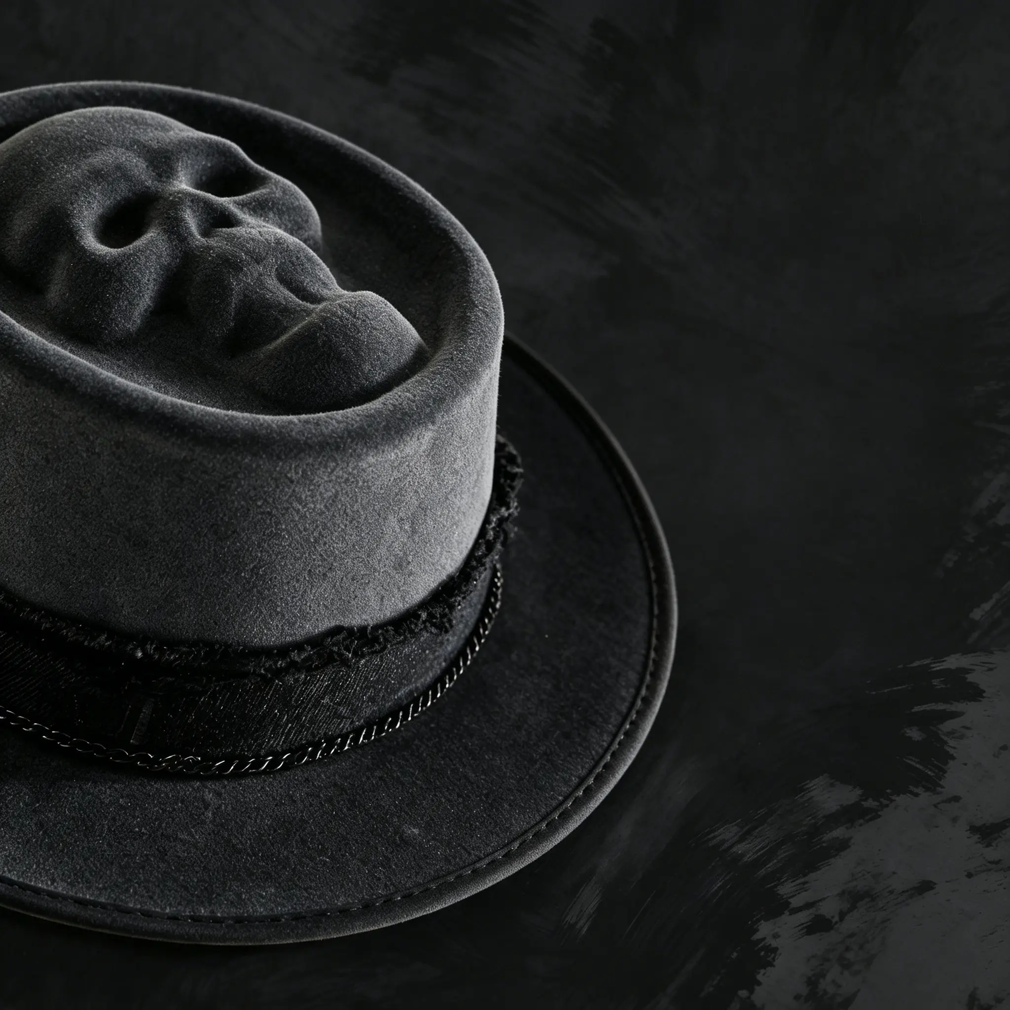 3D Flocked Skull Fedora Hat for Gothic Lovers Halloween & Daily Wear
