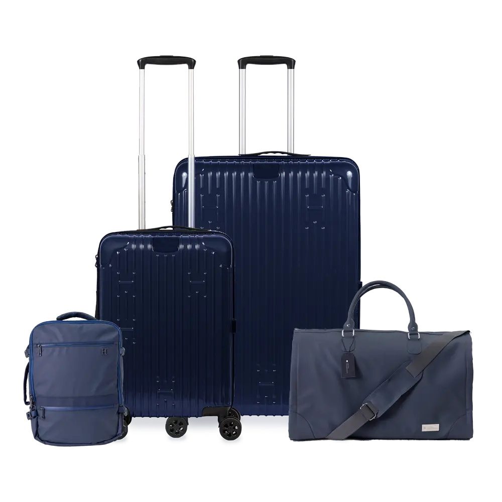 Hotel Collection Travel Bundle featuring a Carry-On Luggage, Check-In Luggage, Duffle Bag, and Travel Backpack