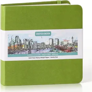 Hardcover Pocket Sketchbook, 5" x 5" Square Mini Sketchbook, 98lb/160gsm Heavyweight Tiny Sketch Book, 80 Sheets Small Travel Drawing Journal for Adults, Artist, Ideal for Gift (Emerald Green)