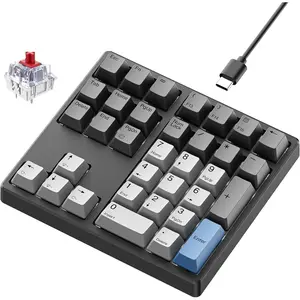 KN34 Wired Mechanical Number Pad- 34  Hot Swappable Numeric Keypad with White Backlight& PBT Keycaps for Laptop, MacBook, PC Desktop, Compact Keyboard(Red )