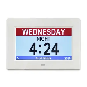 Senor products 7inch remote control black led digital analog wall clock with medical reminder Decor