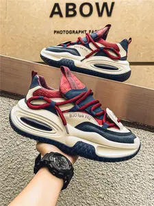 Men's Spring Outdoor Running Shoes, Durable Thick Sole Height Increasing Sports Sneakers, Casual Campus Style Dad Shoes, Platform Running Shoes