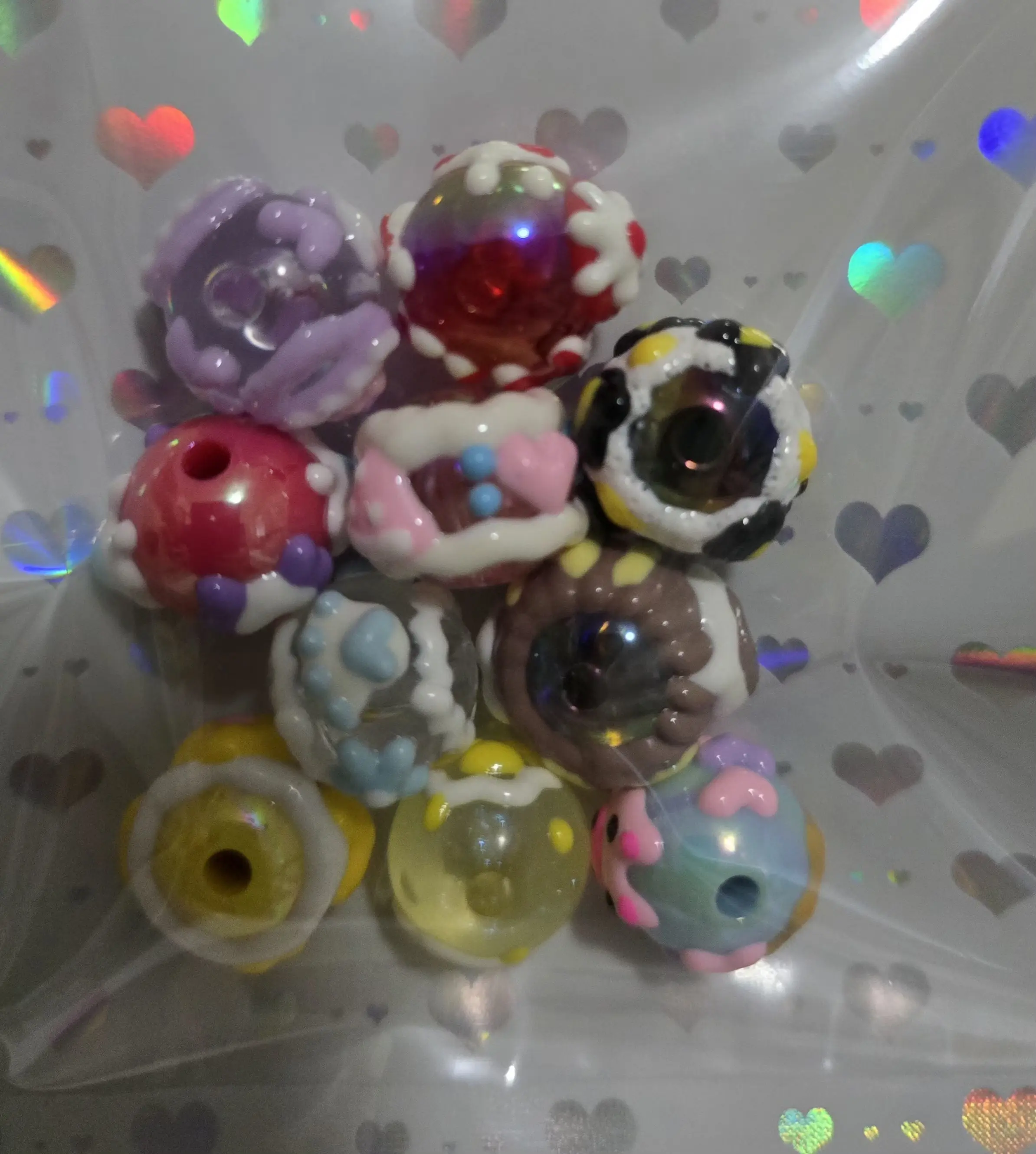 DIY Beading & Jewelry Making Supplies - 10 Cute Round Small Balls, Acrylic or Silicone Jewelry Accessories for Craft Projects