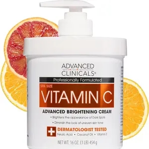 Advanced Clinicals Vitamin C Cream Visibly Brightening Body Lotion | Vitamin C Moisturizer Skin Care Body Cream For Women & Men Helps Visibly Improve Look Of Dark Spots & Uneven Skin Tone, 16 Ounce