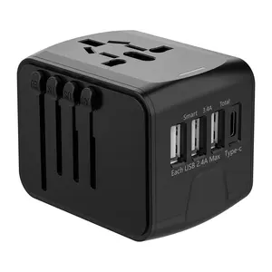 Universal Travel Adapter, Global All-in-One International Wall Charger, AC Plug Adapter with 1 Type-C & 3 USB-A Ports, 17W Fast Charging Adapter