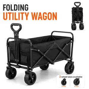 Portable Collapsible Wagon Cart, Foldable Utility Cart with Wheels for Groceries, Camping Gear, Garden Tools, Sports and Shopping   cart for grocery shopping