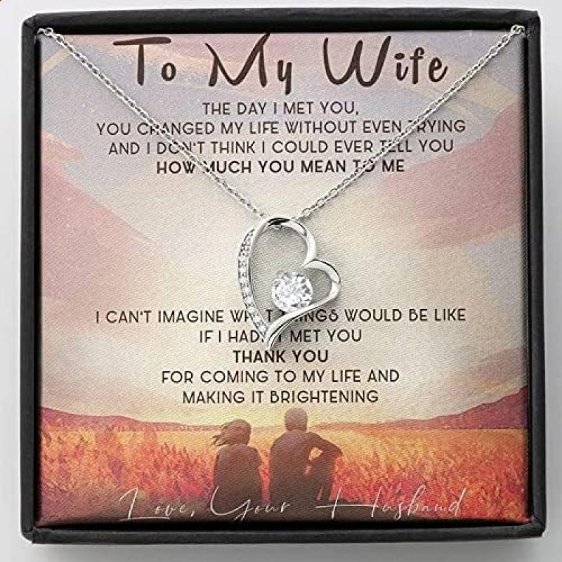To my Wife Necklace, Anniversary, Birthday, Valentines Day, Christmas, Pea Pod Necklace Forever Love Necklace, Necklace for Wife, Gift for Wife From Husband Thank you for coming to my life. Necklace Jewelry With Meaningful Messages Card & Box