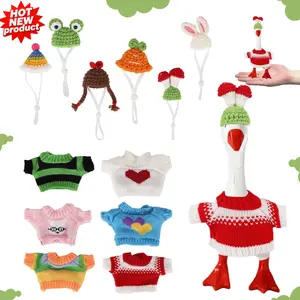 6 Sets 7inch Desk Goose Outfits Cute Knitted Hat & Clothes for 7 Inch Porch Goose Statue Colorful Headwear Costume Accessories for Magnetic Geese Key Holder