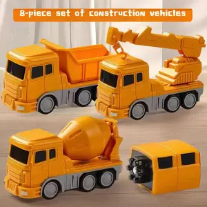 Magnetic Building Block Engineering Vehicle Set 8-Piece Kids Toy DIY Assembly Educational Creative Puzzle, Perfect Birthday or Children's Day gifts