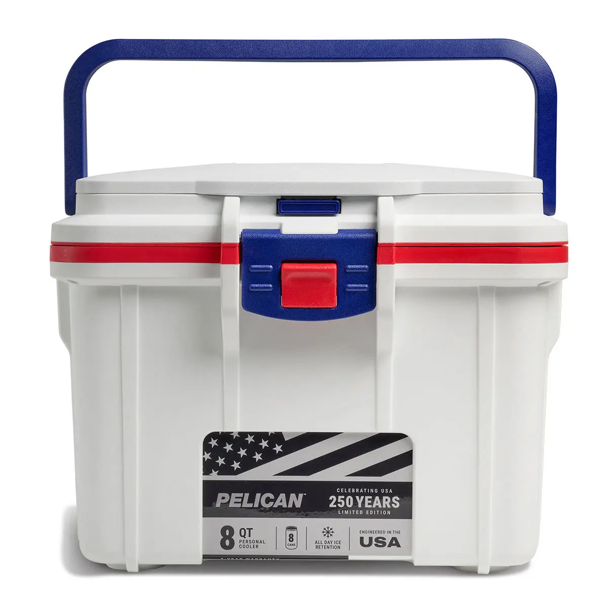 Pelican 8QT America 250 Limited Edition Personal Cooler, White/Red/Blue