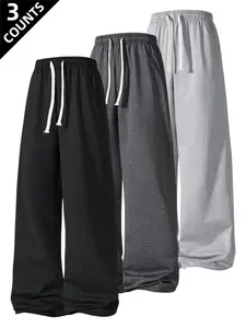 Men's Casual Outdoor Sports Pants, Gym Pants, Casual Sport Trousers, Lightweight Drawstring, Drawstring Waist Athleisure, Solid Color Regular Fit Ankle Cuff Long Pants, Running Pants, All Seasons Wear, Workout Bottoms, Fitness Bottoms, Gymswear
