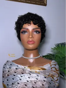 100% Human Hair Short curly pixie wig