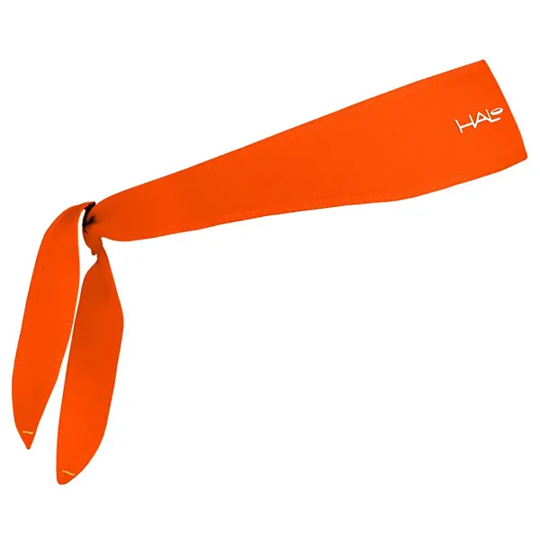 Halo Headband Tie Version - Bright Orange, Sports Sweatband with Stays-in-Place Design, Sweatblock Seal, Quick-Drying Fabric, Works Under Helmets, Anti-Sweat Headbands, Customizable, Unisex