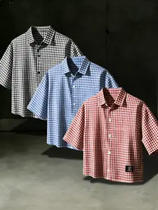 Men's Short Checkered Checked Gingham Print Sleeveless Fitted Shirt 3-Piece Set, Menswear Fashion Casual Top for Daily Wear, Trendy Design with Comfort, Classic