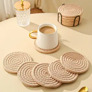 6-Piece Table Mat Set, Hand-Woven Insulation Mats, Cup Mats, Coasters, Plate Pot Pads, Durable Kitchen Accessories