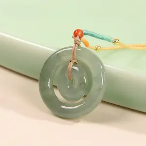 Natural Jade Peace Buckle Pendant Jadeite Jade Jewelry Doughnut Jade Donut