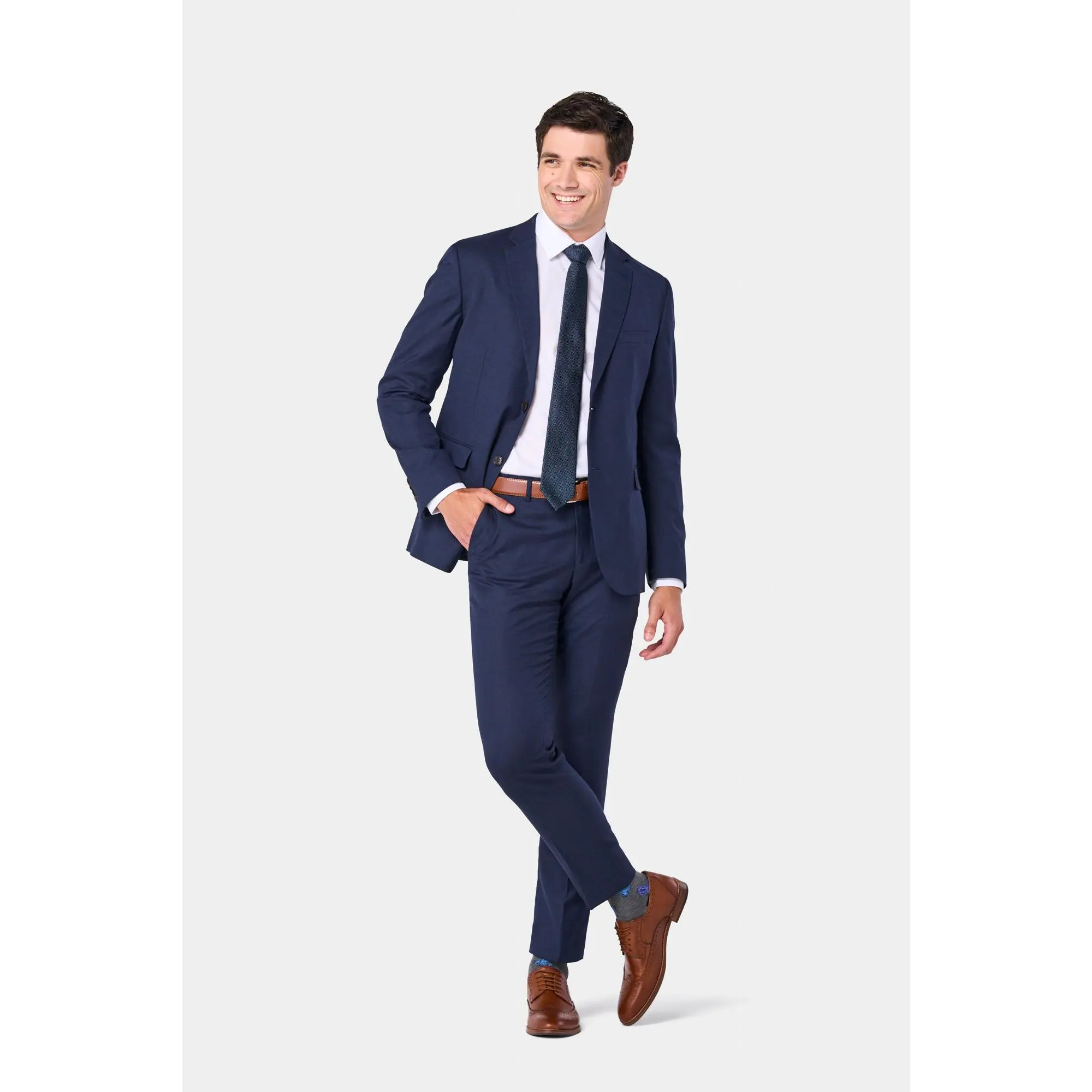 Indigo Sharkskin 2 Button Suit