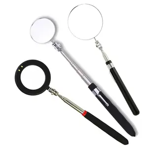 3 count Telescoping Inspection Circular Mirror with 2 LED Inspection Mirror Mirror on a Stick extendable Mirror Automotive Mirror Large Inspection Mirror 360 Mirror