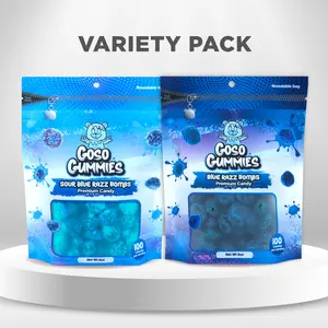 Goso Gummies Sour Blue Razz Bombs 6oz + Sweet Blue Razz Bombs 6oz - 12oz Duo Pack - Gushers Candy