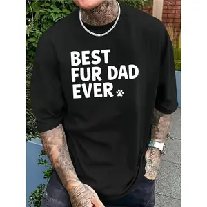 Father'S Day Black Crew Neck T-Shirt BEST FUR DAD EVER T-Shirt Print 2026 New Model Gifts for Your Loved One