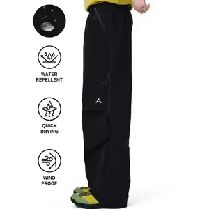 Women's Summer Loose Fit Ice Silk Nylon Quick Dry Hiking Pants, Outdoor Sports Pants, Breathable Sporty Bottoms Sweat-Wicking Outdoor Trousers with 4 Zip Pockets, Outdoor Activities Trousers