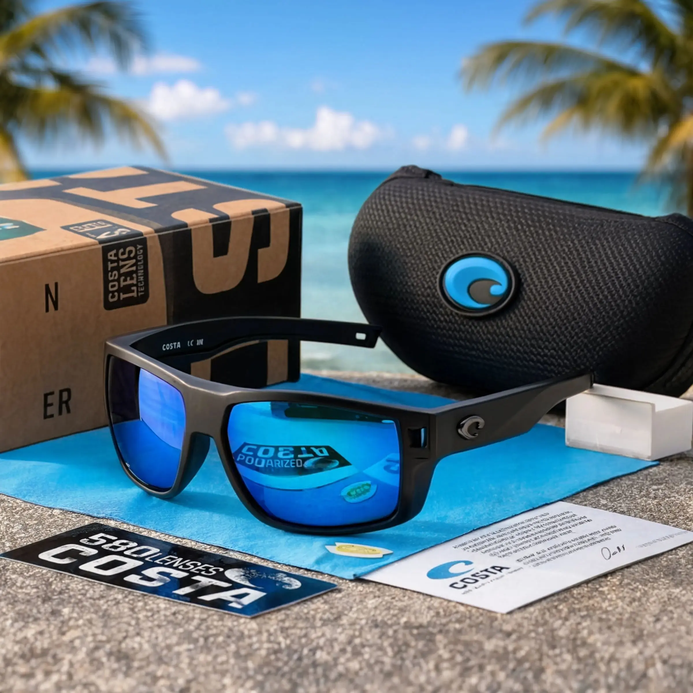 Costa Del Mar Men's Diego Rectangular Sunglasses - Sun Protection, Secure Ergonomic Sports Frame for Fishing, Outdoor Cycling Mobile Phone Accessories