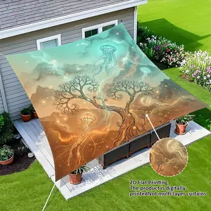 Outdoor Sunshade Cloth, Lightweight Breathable UV Protection Fabric, Blue Gradient Texture, Perfect for Patio, Beach, Picnic, Garden