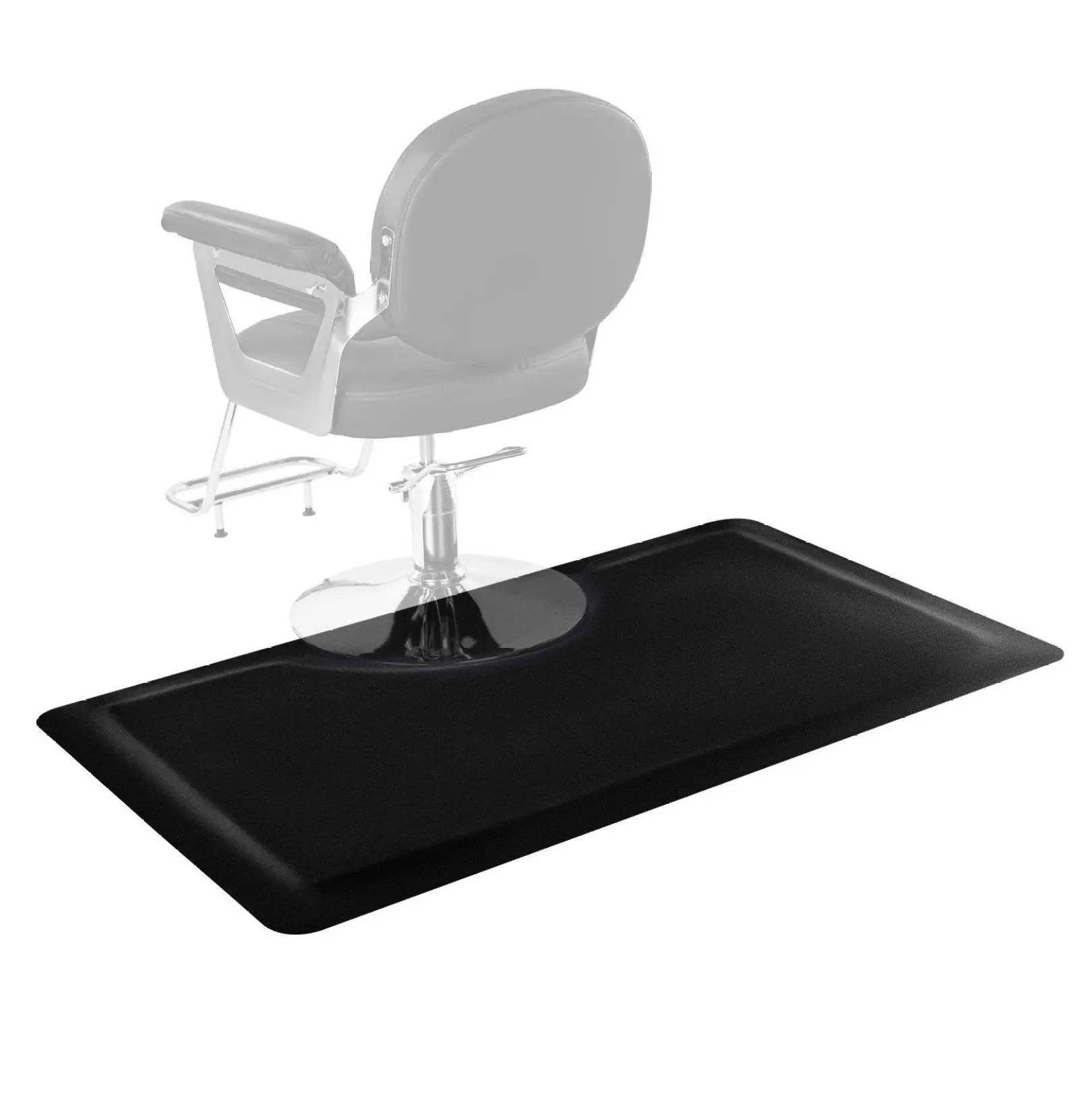 Salon Mat for Hair Stylist, 3x5 FT Anti Fatigue Mat, 1/2" Thick Barber Shop Mat with Chair Cutout, Non-Slip PVC+NBR Floor Mat Rectangle Mat 3x5ft