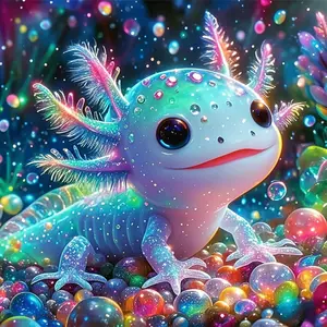 1PCS Cute Axolotl Diamond Painting Kit Colorful Crystal Rhinestone Embroidery for Home Decor DIY Craft Gi