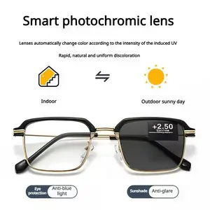 Cyk-Y2K-StyleReading Glasses for Men & Women |MetalFrame, Blue Light Blocking, Multifocal Design, Anti-EyeStrain High Quality Eyewear Tinted