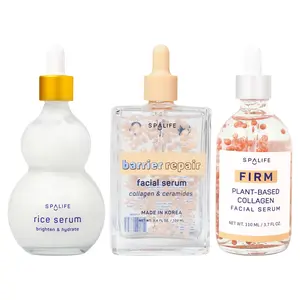 Glow Serum Trio: Plant Collagen + Korean Rice + Barrier Repair Face Serums Set (3 pc)