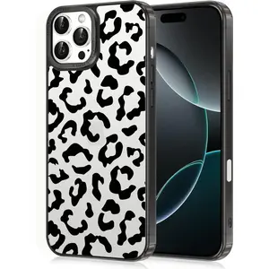 Case for Apple iPhone 16 Pro 6,3" Black Leopard Print Phone Cases,Cute Cheetah Pattern Design Aesthetic Theme Funda Protective Shockproof Cover Girls Women Men Bumper,1