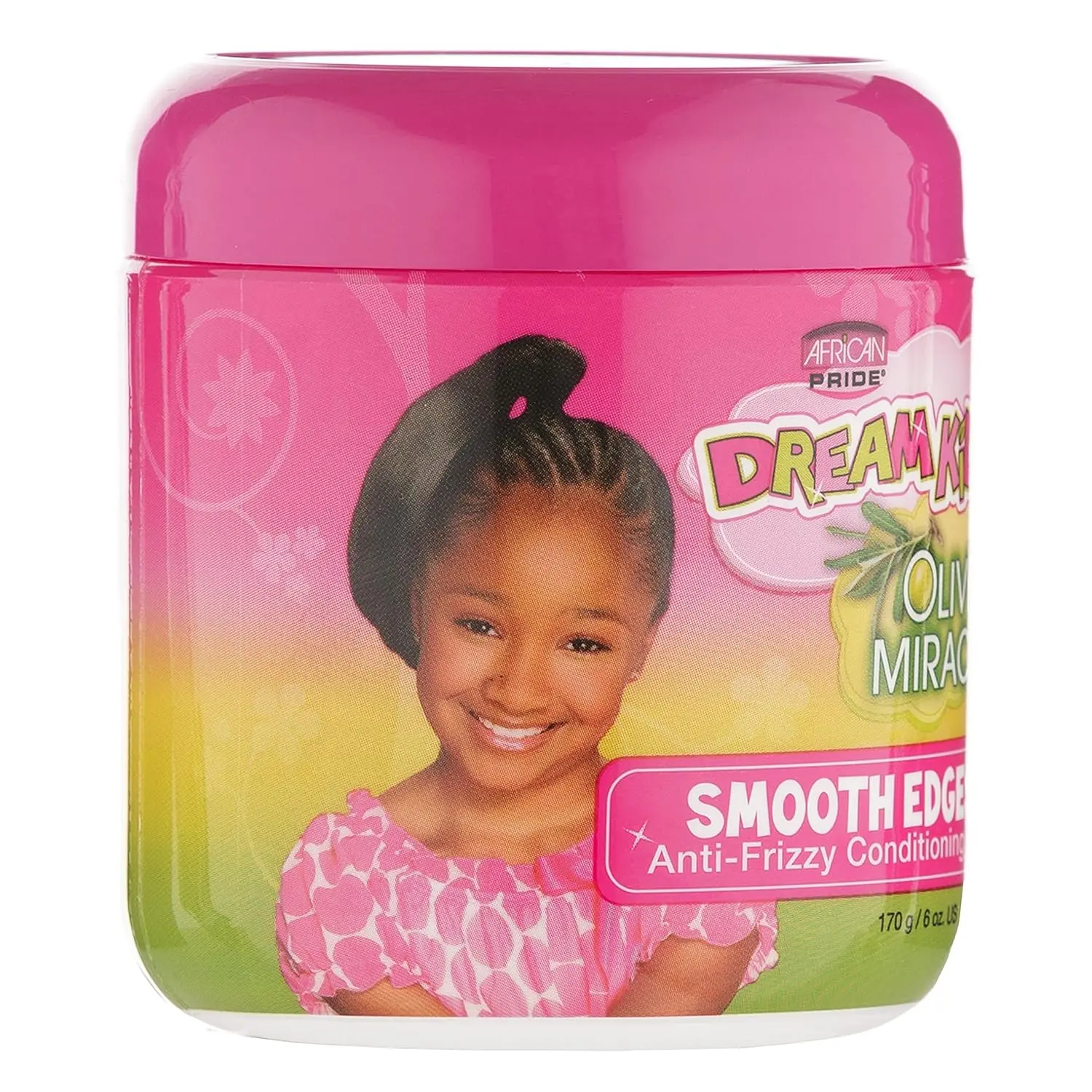 African Pride Dream Kids Olive Miracle Smooth Edges Leave-In Conditioning Gel - 6 fl oz Plant-Based Haircare with Olive Oil & Tea Tree, Moisturizing, Detangling, Reduces Dryness & Breakage for Silky Frizz-Free Hair