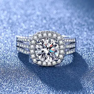 Unisex 2ct Square Bagutte Cubic Zirconia Ring – 925 Sterling Silver, Adjustable Size (7 Inch), Light Luxury Statement Ring for Men & Women