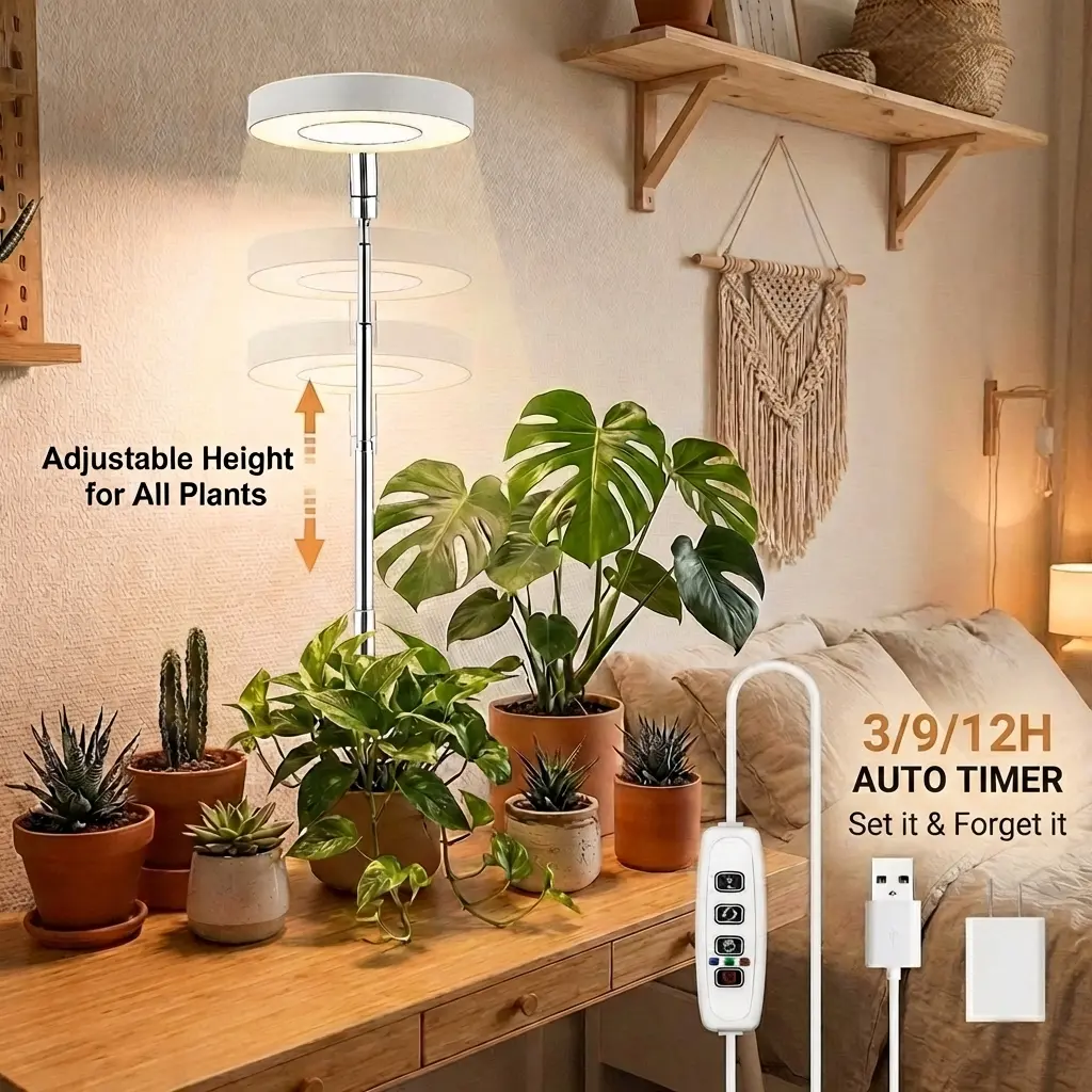 Save Your Indoor Plants! WATER REBIRTH Adjustable Full Spectrum Grow Light with 3/9/12H Timer
