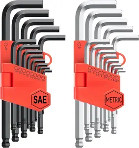 Allen Wrench Set, 26 count Metric (1.27-10mm) & SAE (0.05"-3/8") Allen Key Set, L-Hex Key Set With Long Arm Ball End,Visible Size-Marked For Bicycle - Appliance Repair, Furniture Assembly