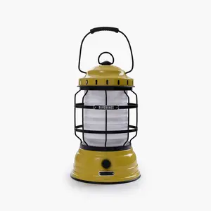 Barebones Minimalist Retro-Style LED Forest Lantern—a dimmable, rechargeable, and replaceable-battery camping lantern perfect for outdoor adventures, backyard gatherings, and emergencies