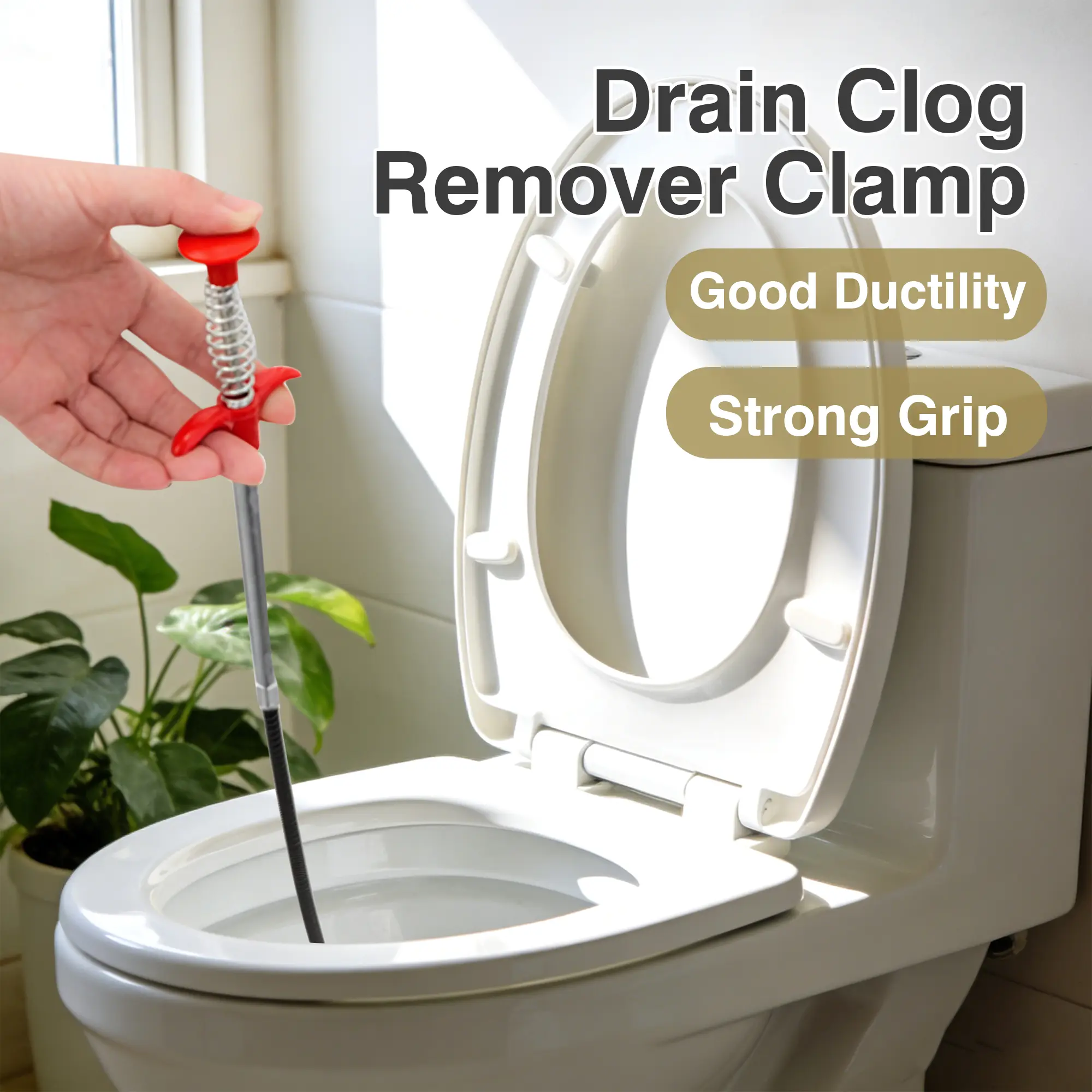 1 Count sewer cleaning tool, drain clog remover, works for clogs in toilets, sinks, and bathtubs