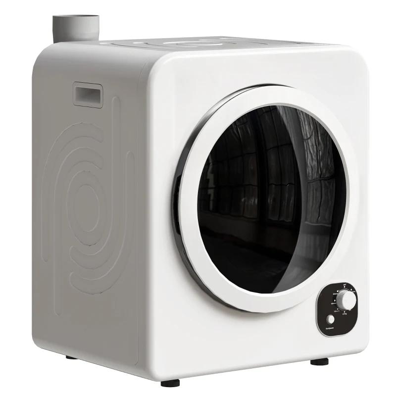 HOMCOM 120V Portable Clothes Dryer 1300W Compact Laundry Tumble Dryer Machine 3.3 Cu. Ft Stainless Steel Tub White Small Clothes Drying Machine with 4 Programs & Quiet Operation