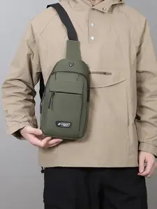 1PC Men's Chest Bag, Zipper Fanny Pack, Single Shoulder Bag Nylon Multi Pocket Layered Design, Easy Storage, Ideal for Commuting, Travel & Sports