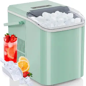 Portable Ice Maker Machine for Kitchen Counter Use with Removable Basket and Ice Scoop